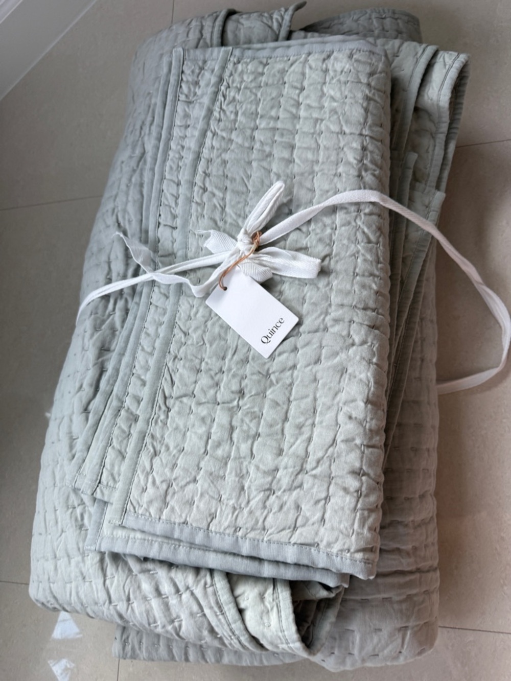 Quince Linen Quilt & Sham Set Sage NWT - Picture 2 of 4